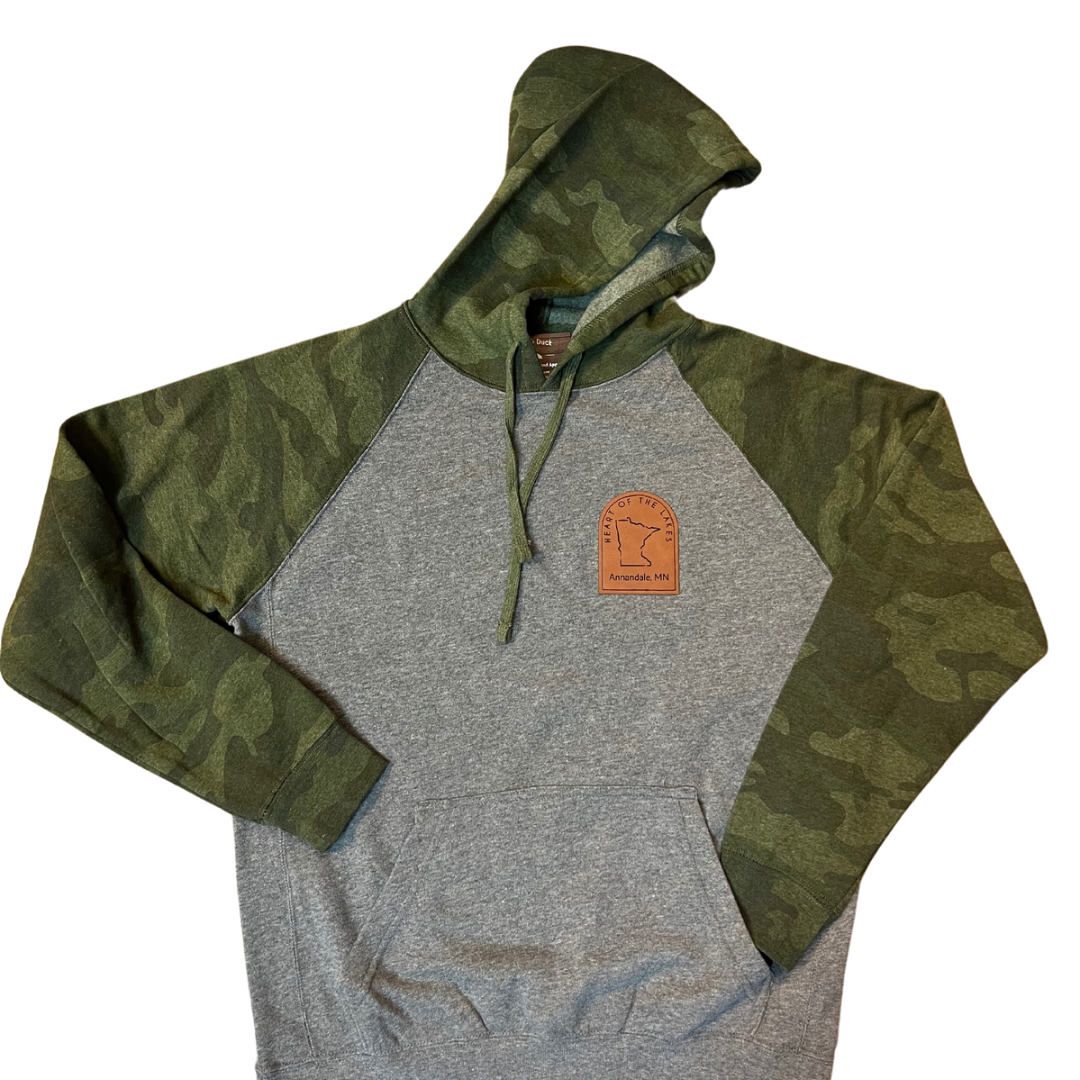Camo Sleeve Raglan Heart of the Lakes Hoodie